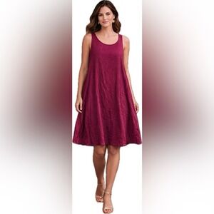 EILEEN FISHER Silk Trapeze Dress M L Sleeveless Swing Wedding Resort Vacation